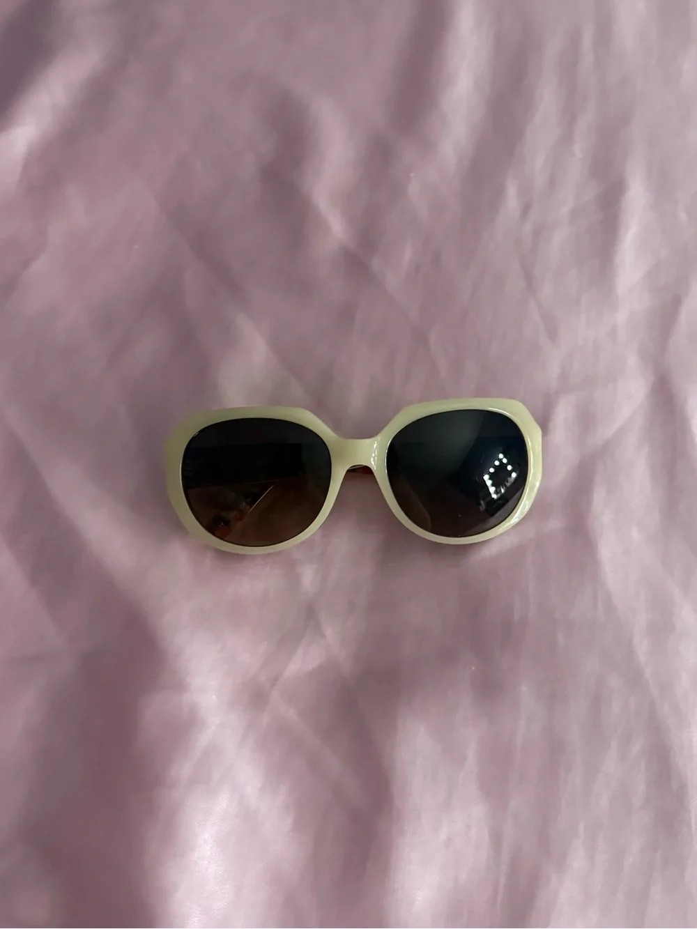 Fossil Hannah Cream Sunglasses with Brown Lenses and Colorful Geometric Interior
